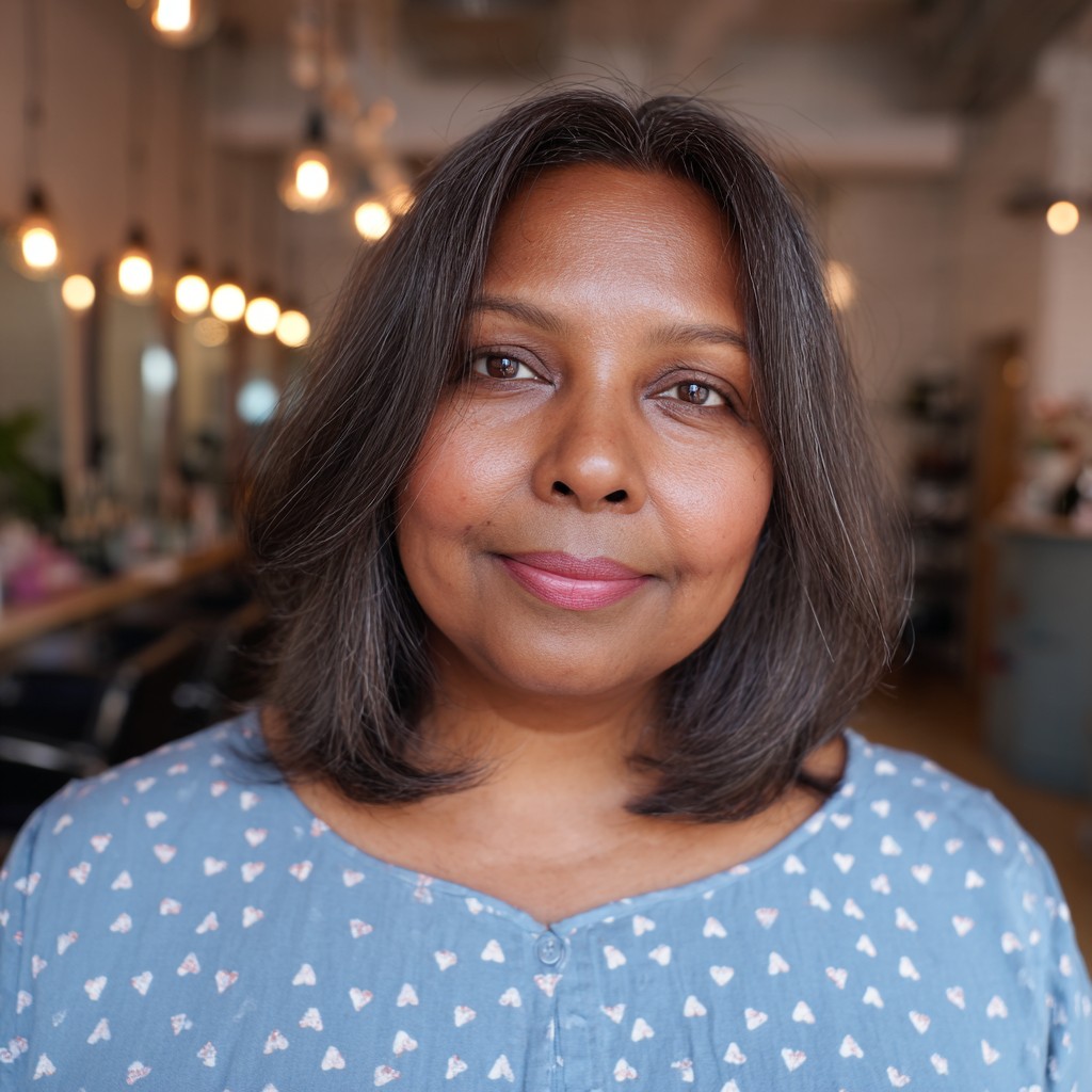 Softly Layered Shoulder-Length Cut with Natural Shine
