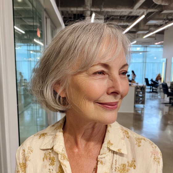 Softly Textured Jaw-Length Cut with Gentle Waves