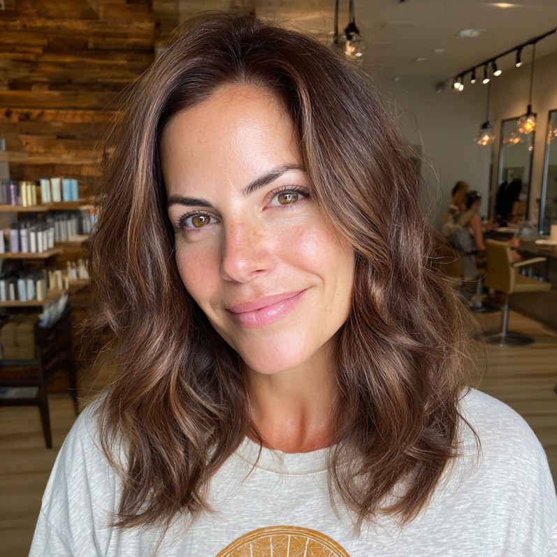 Softly Textured Shoulder-Length Waves