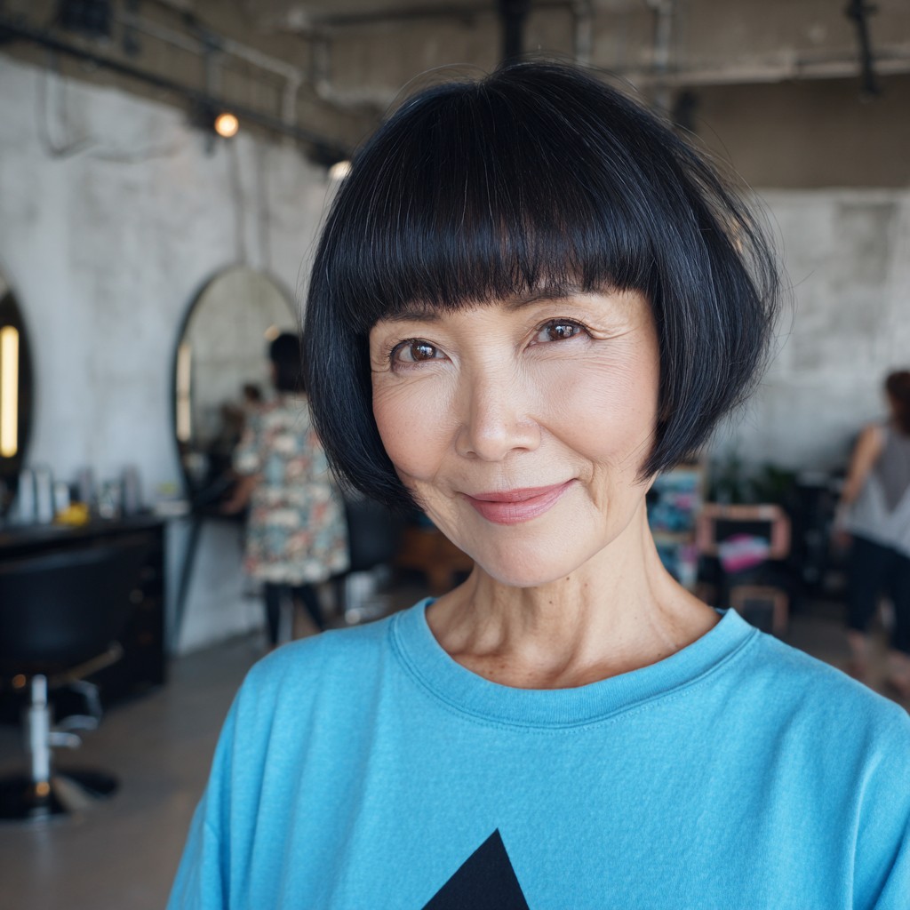 Stylish Rounded Bob with Soft Bangs