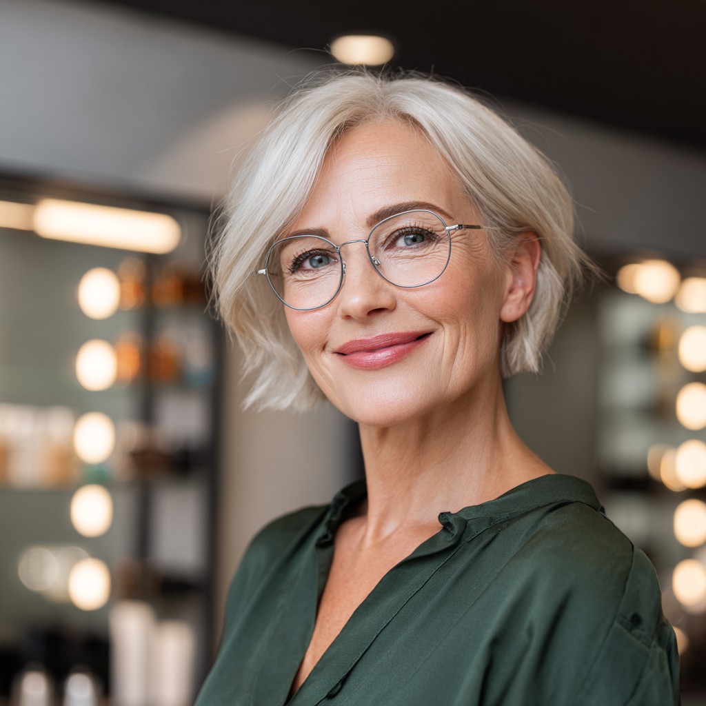 Stylish Short Textured Bob with Icy Blonde Highlights