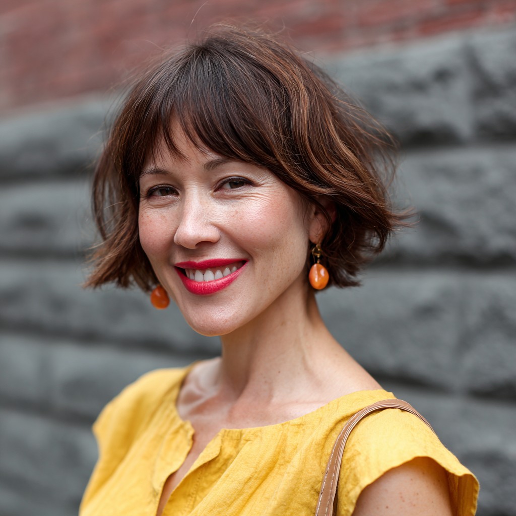 Stylish Textured Bob with Playful Fringes