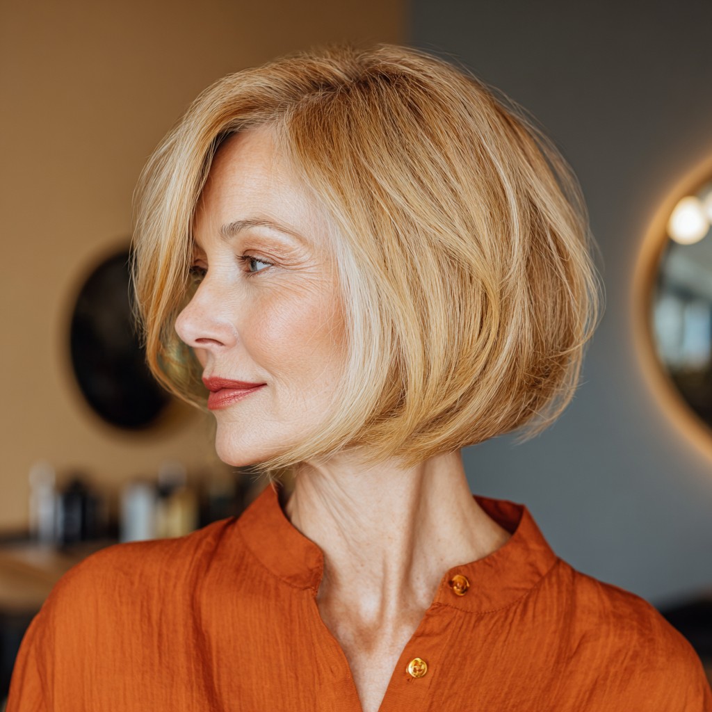 Textured Bob with Warm Blonde Tones