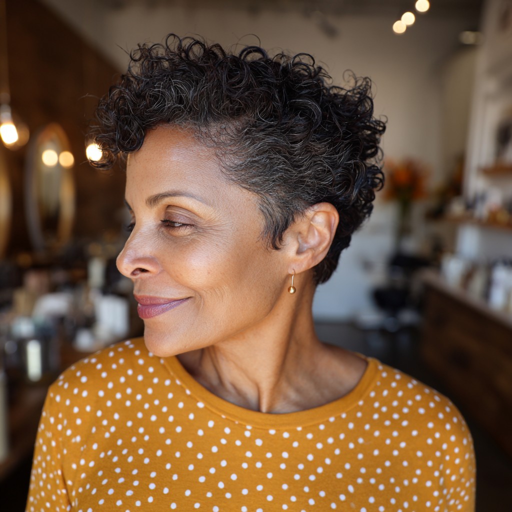 Textured Curly Crop with Tapered Sides