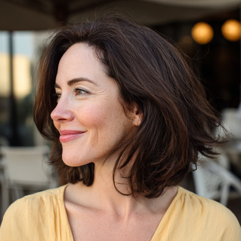 Textured Mid-Length Cut with Natural Movement