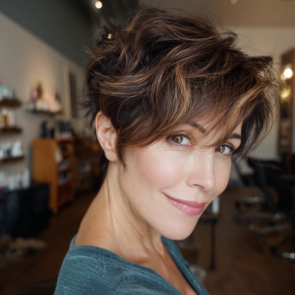 Textured Pixie Cut with Delicate Caramel Highlights