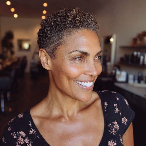Textured Short Curly Pixie Cut with Defined Curls