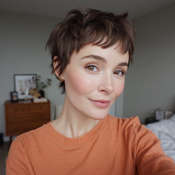 Textured Short Pixie Cut with Soft Bangs