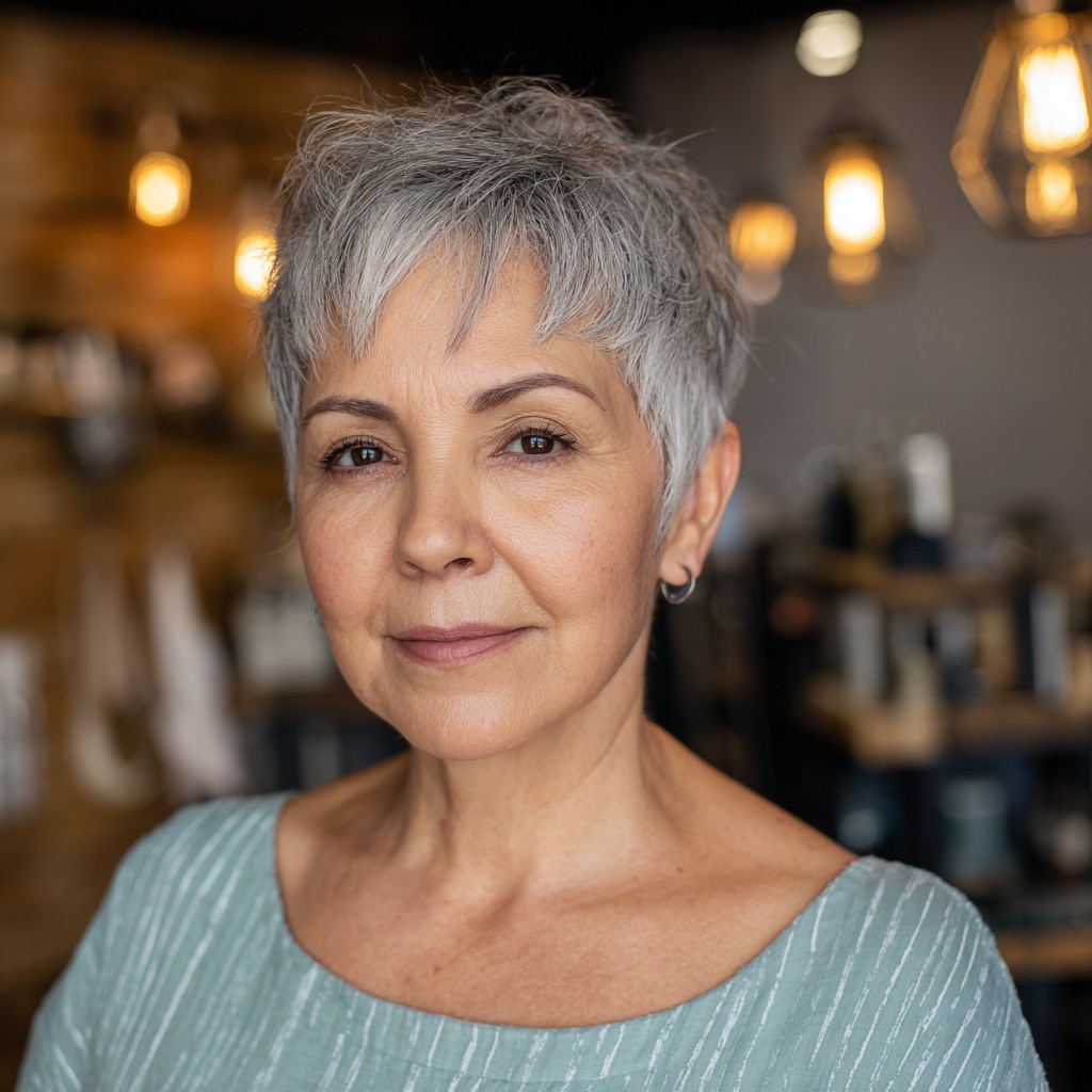 textured short pixie cut with soft layers