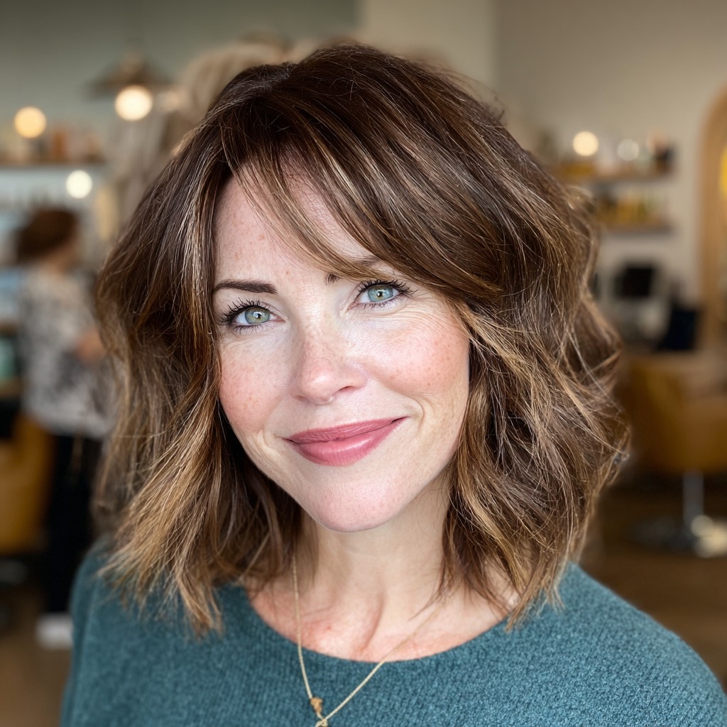 Textured Shoulder-Length Bob with Soft Layers