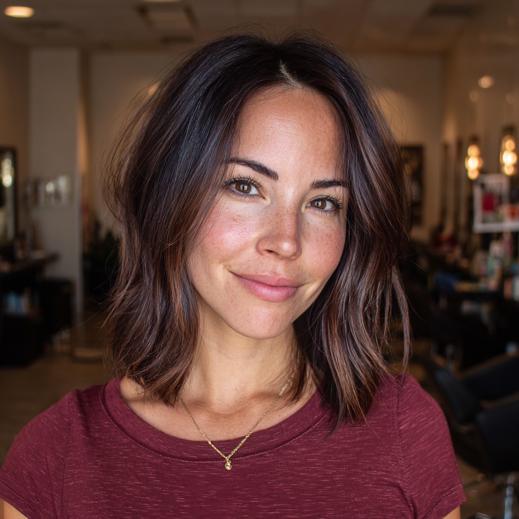 Textured Shoulder-Length Bob with Subtle Face-Framing Layers