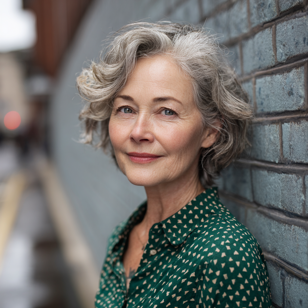 Textured Silver Curly Cut with Soft Volume