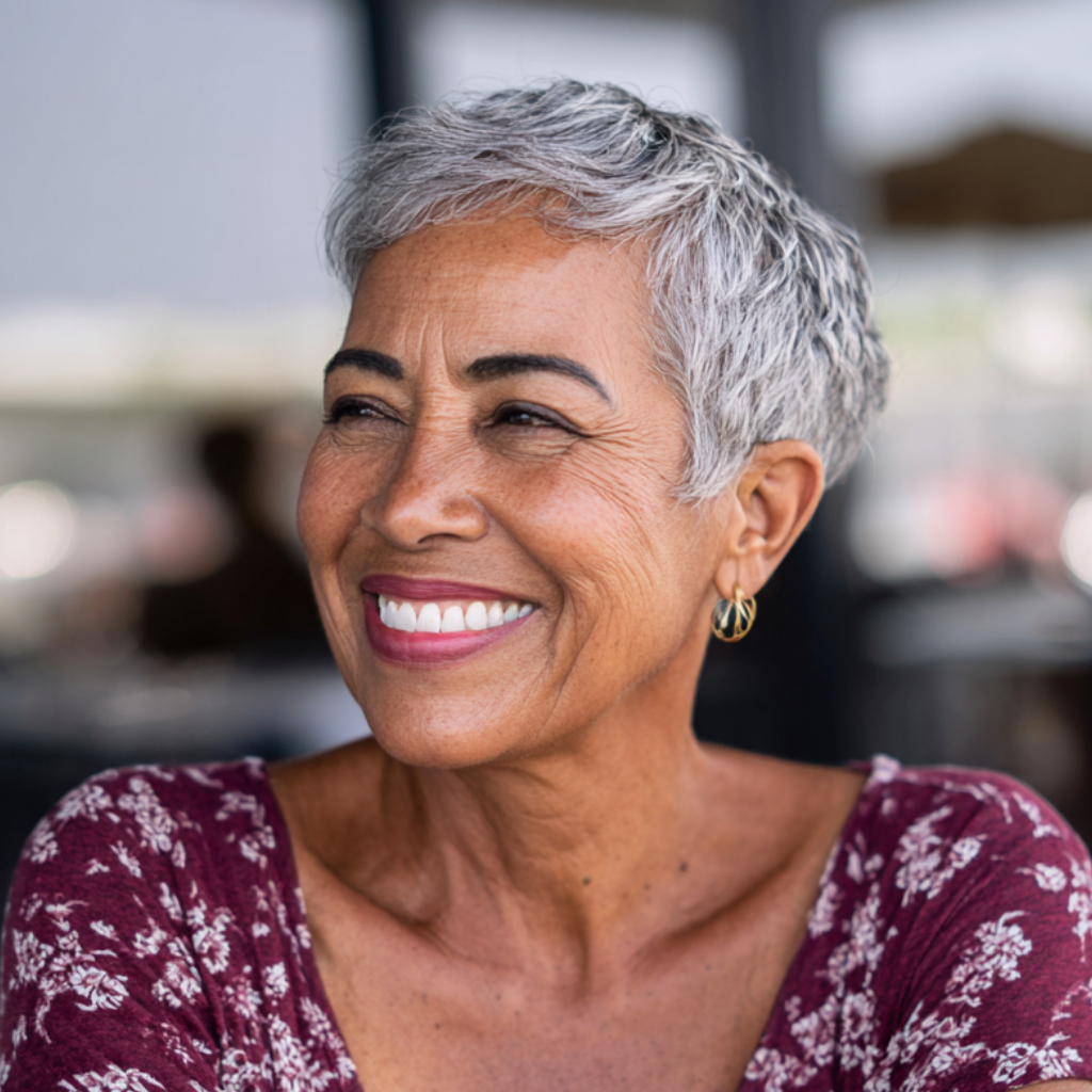 Textured Silver Pixie with Effortless Volume