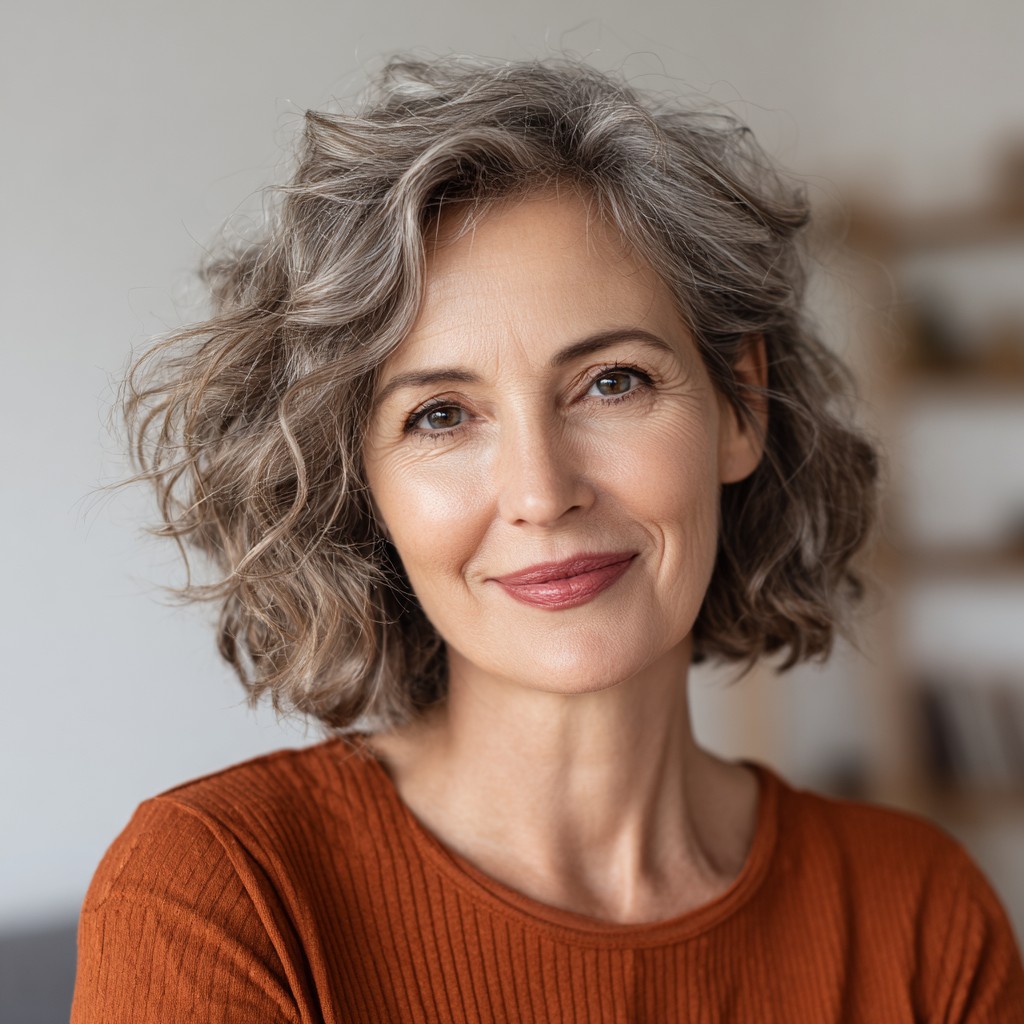 Textured Soft Curly Bob with Gentle Layers