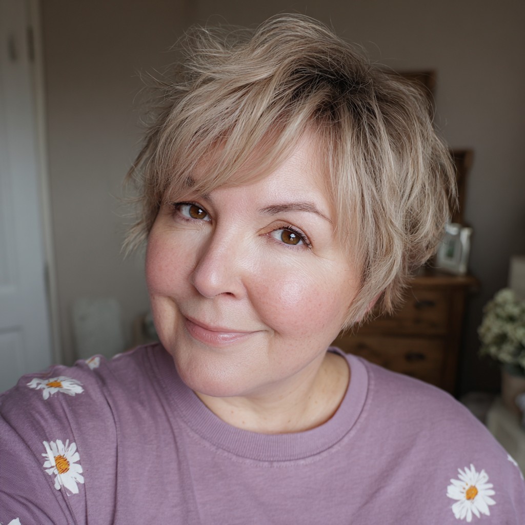 Textured Soft Pixie Cut with Subtle Highlights