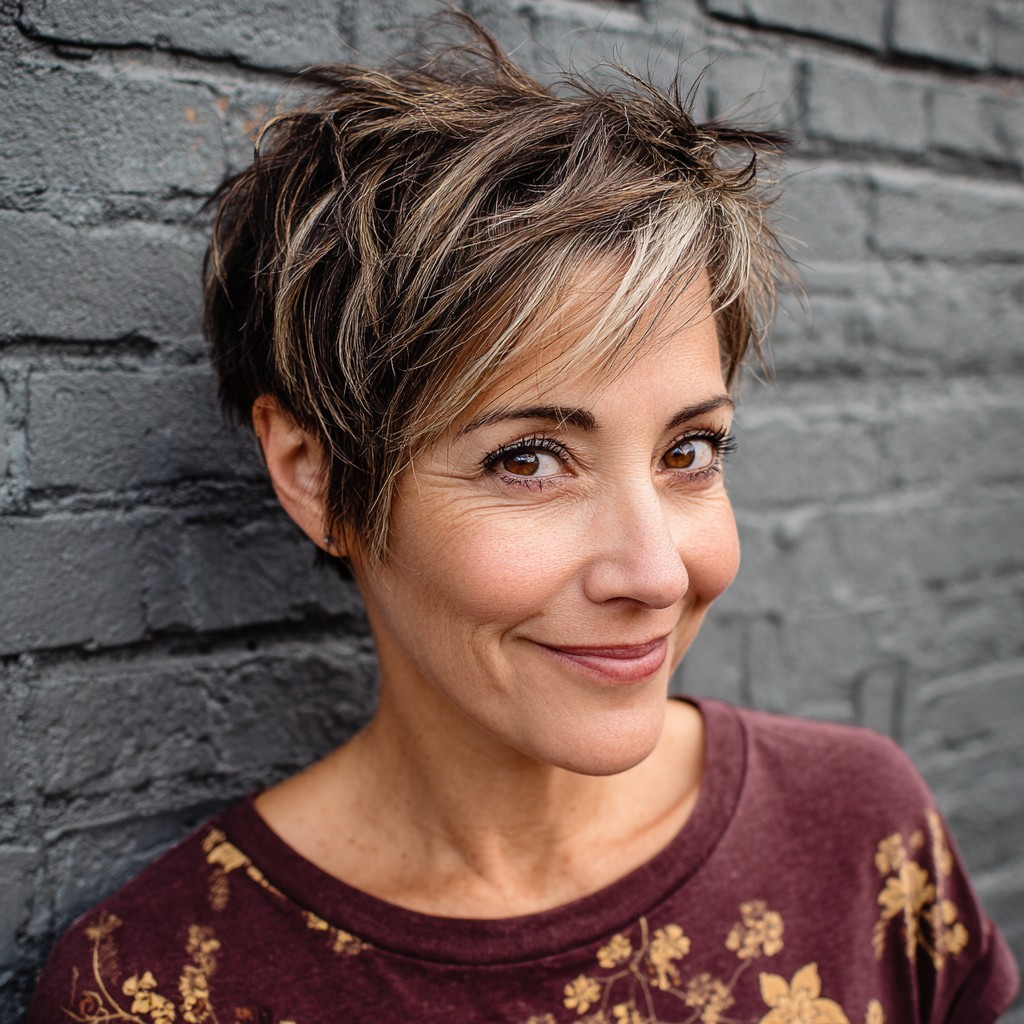 Textured Tapered Pixie with Subtle Highlights