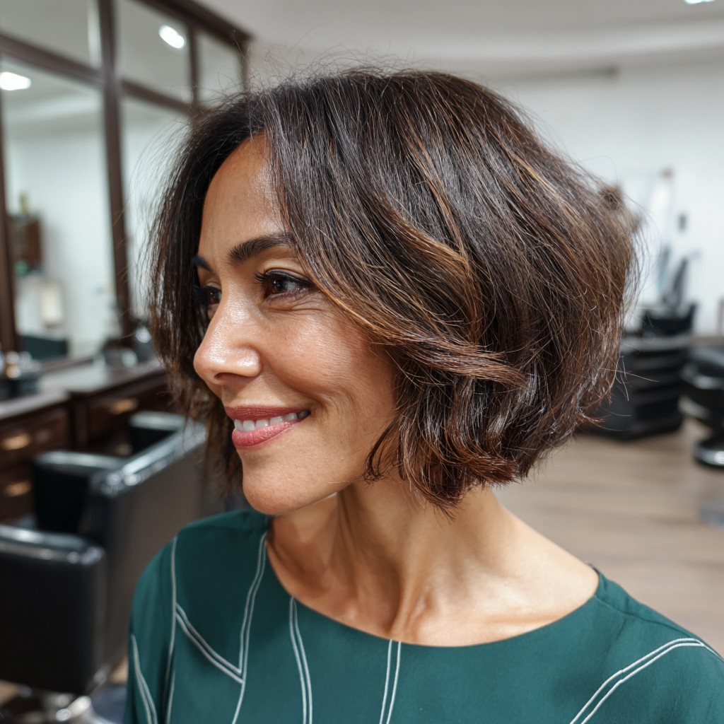 Textured Wavy Lob with Subtle Highlights
