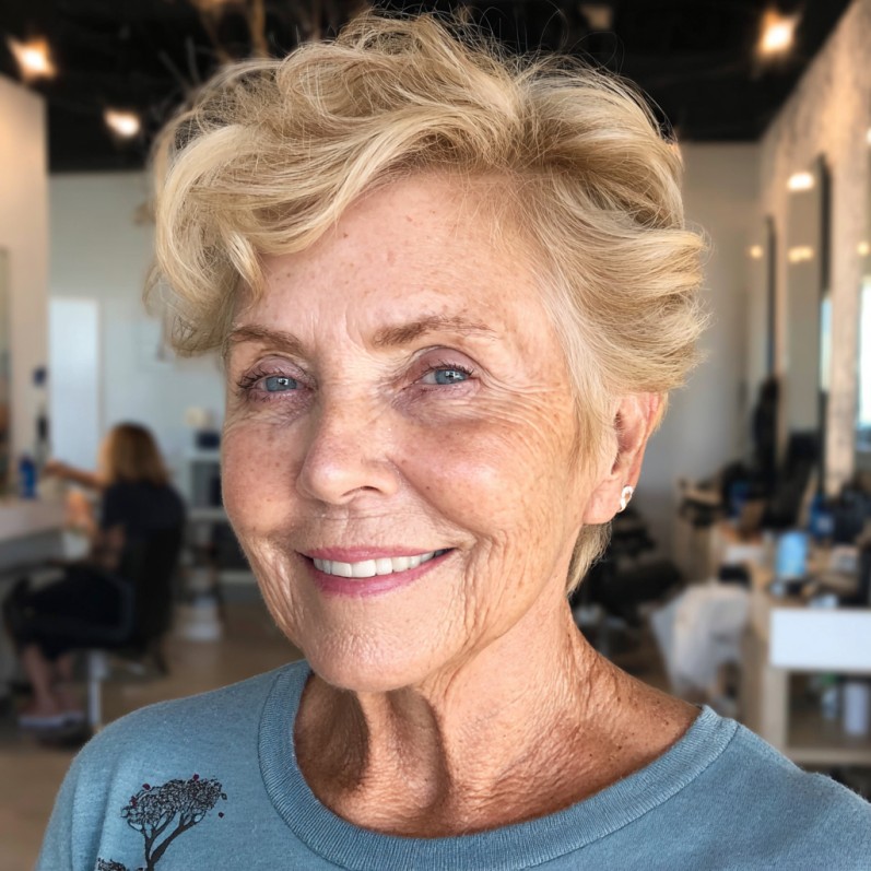 Textured Wavy Pixie Cut with Soft Volume