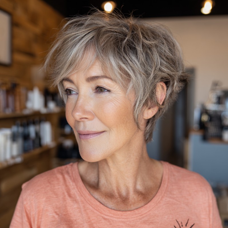 Textured Wavy Pixie with Soft Layers