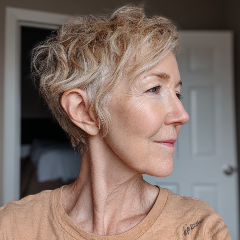 Textured Wavy Pixie with Subtle Layers
