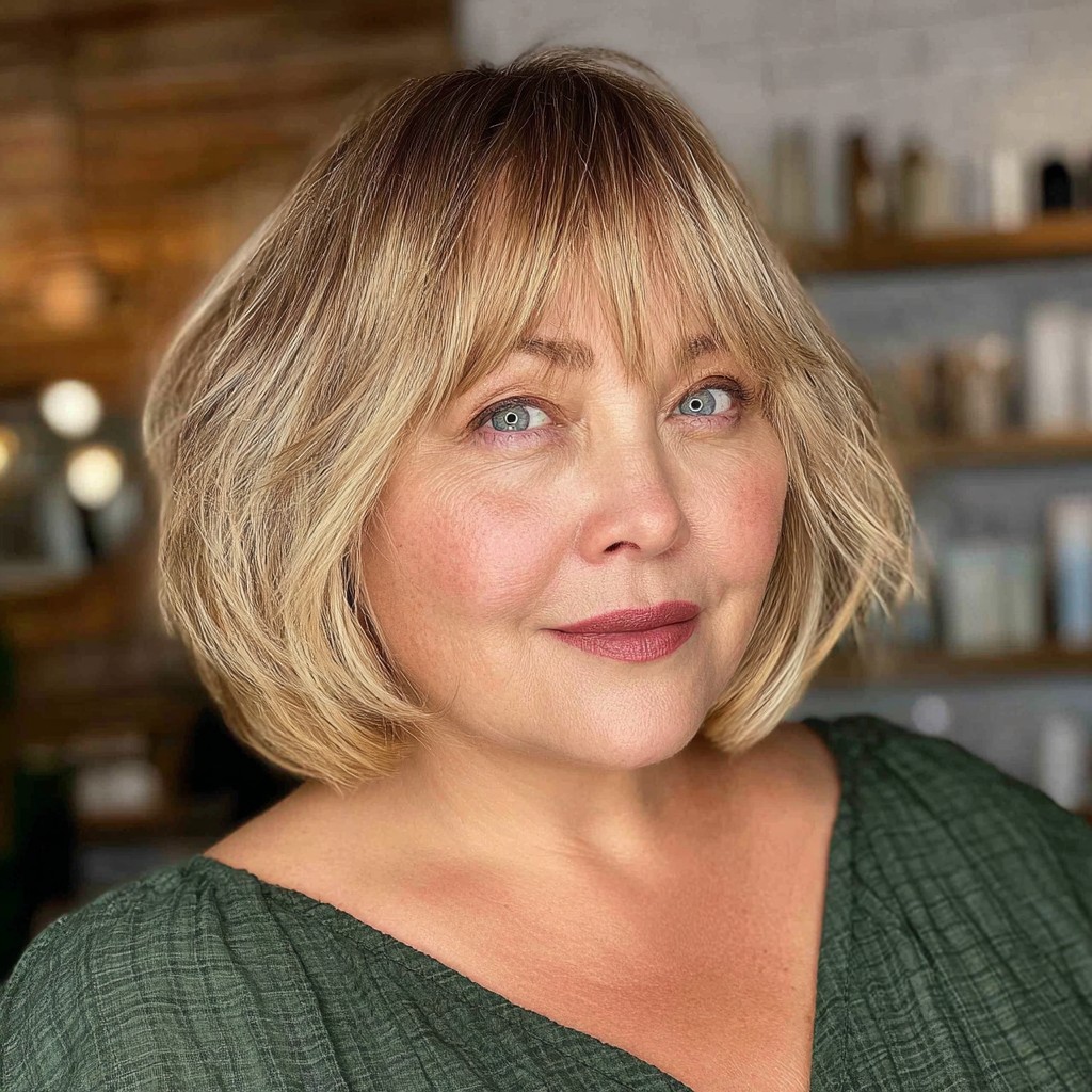 Trendy Jaw-Length Bob with Playful Curtain Bangs