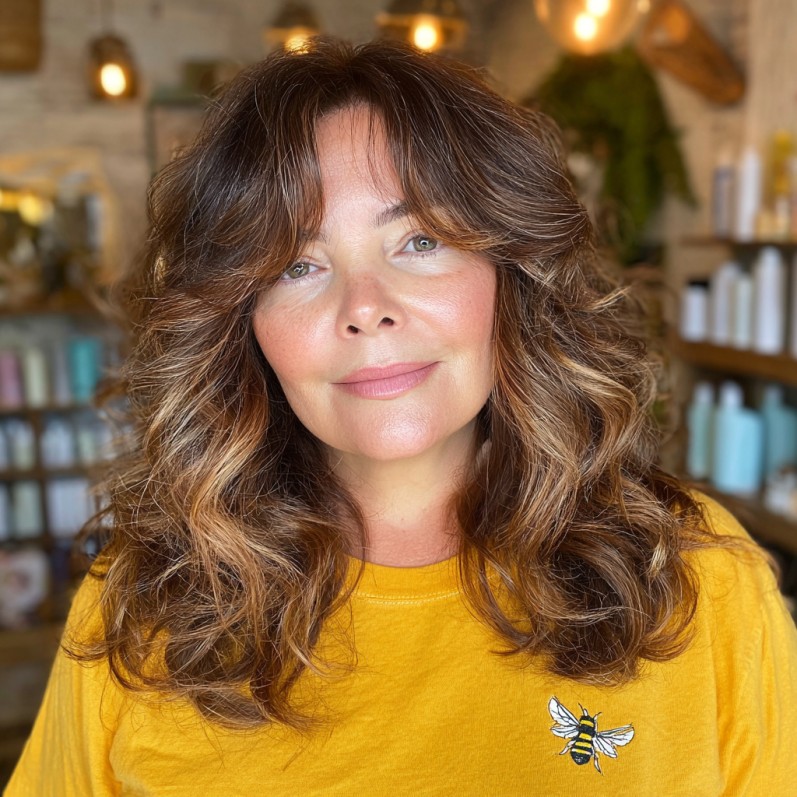 Voluminous Textured Waves with Face-Framing Layers