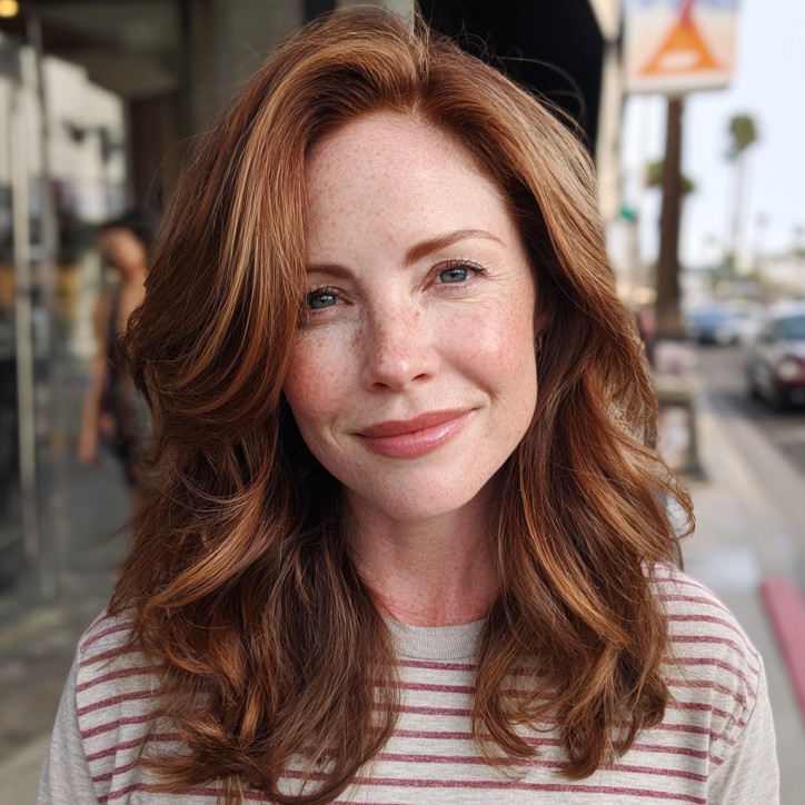 Warm Auburn Cascading Waves with Subtle Highlights