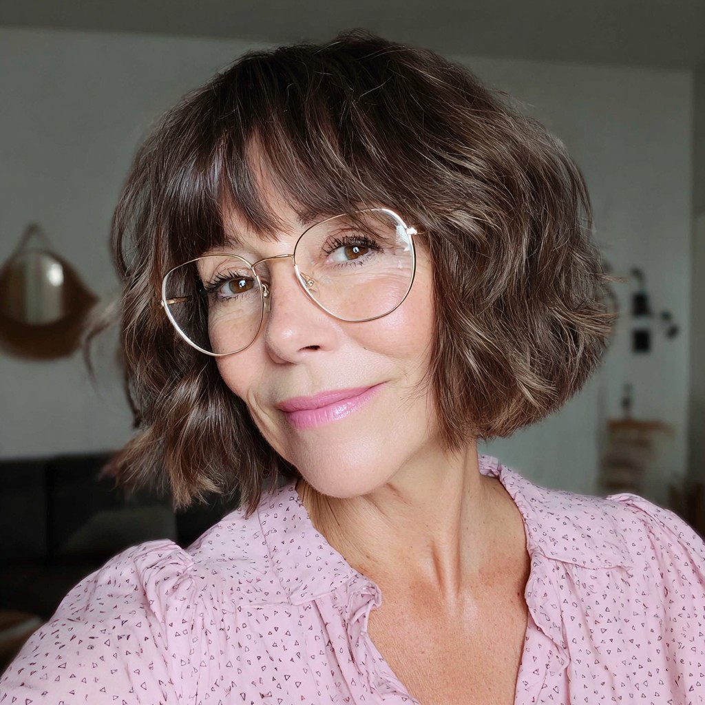 Chic Textured Bob with Soft Bangs