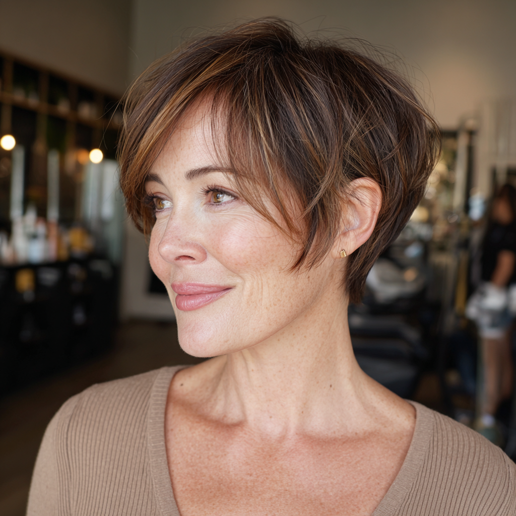 Chic Textured Pixie with Subtle Highlights