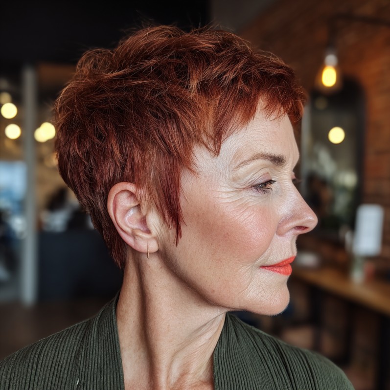 Bold Textured Red Pixie Cut with Defined Layers