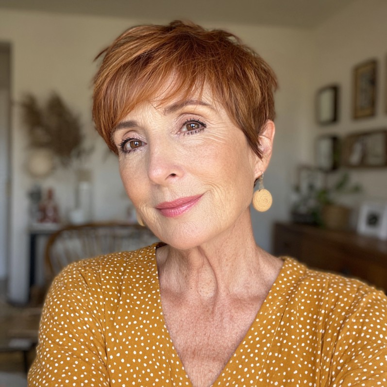 Charming Red Pixie Cut with Effortless Texture