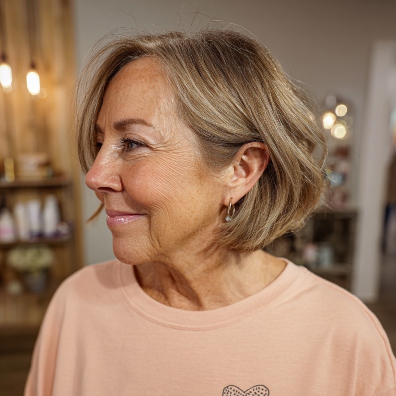 Charming Textured Bob with Light Brown Highlights