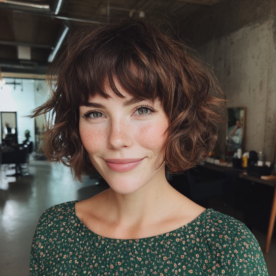 Charming Textured Choppy Bob with Defined Curls