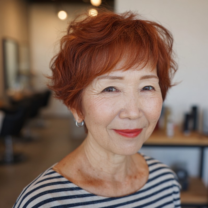 Charming Textured Red Pixie Cut with Natural Volume