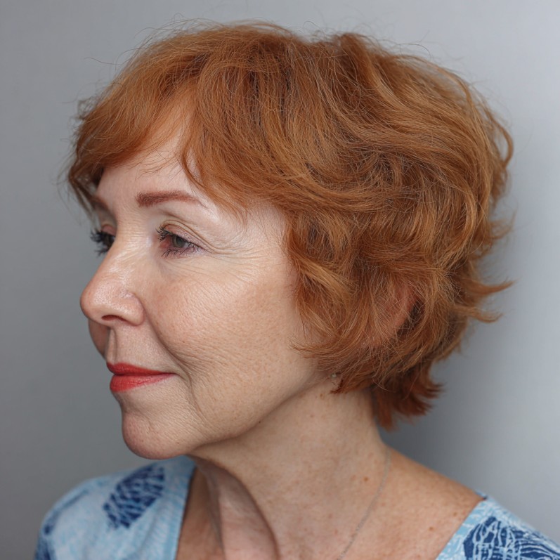 Charming Textured Red Pixie with Natural Waves