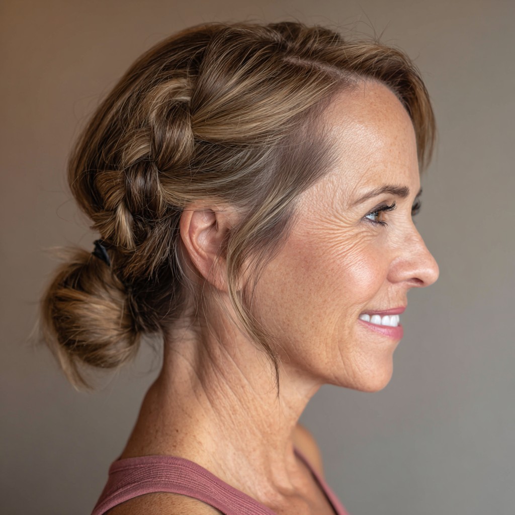 Chic Braided Low Bun with Soft Face-Framing Strands
