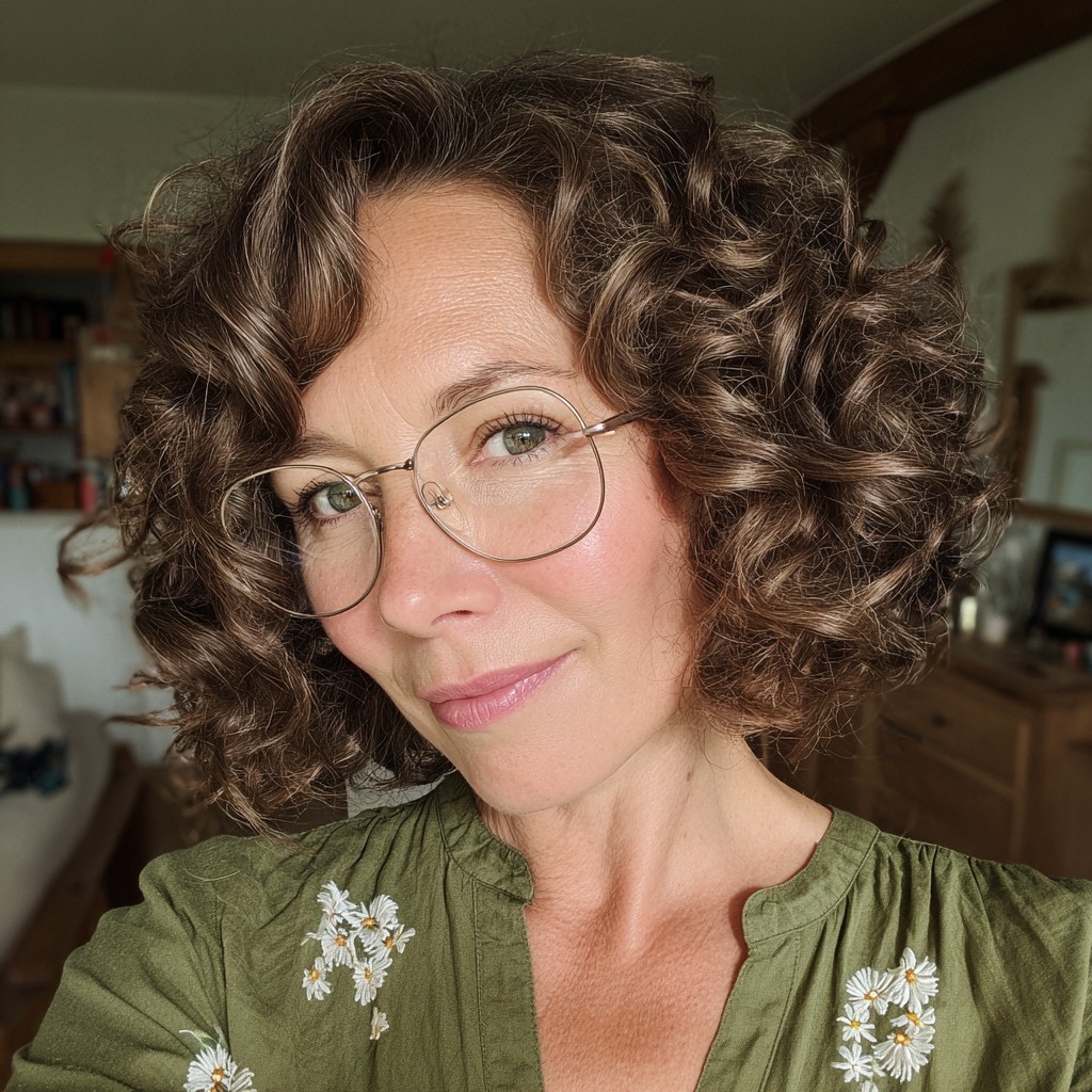 chic curly bob with soft layers