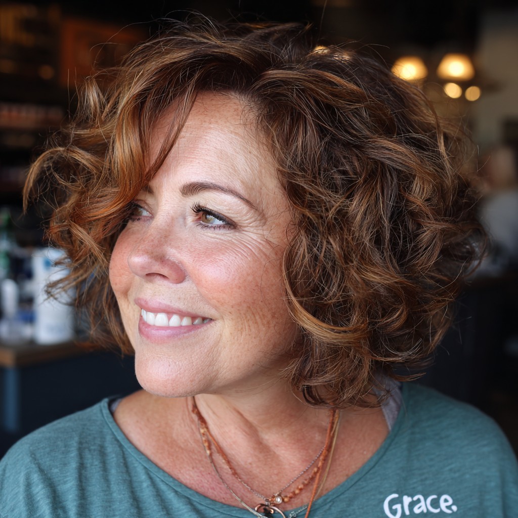 Chic Curly Bob with Soft Volume