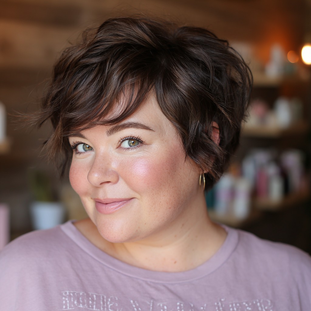 Chic Curly Pixie with Soft Volume