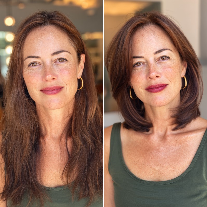 chic layered shoulder length haircut