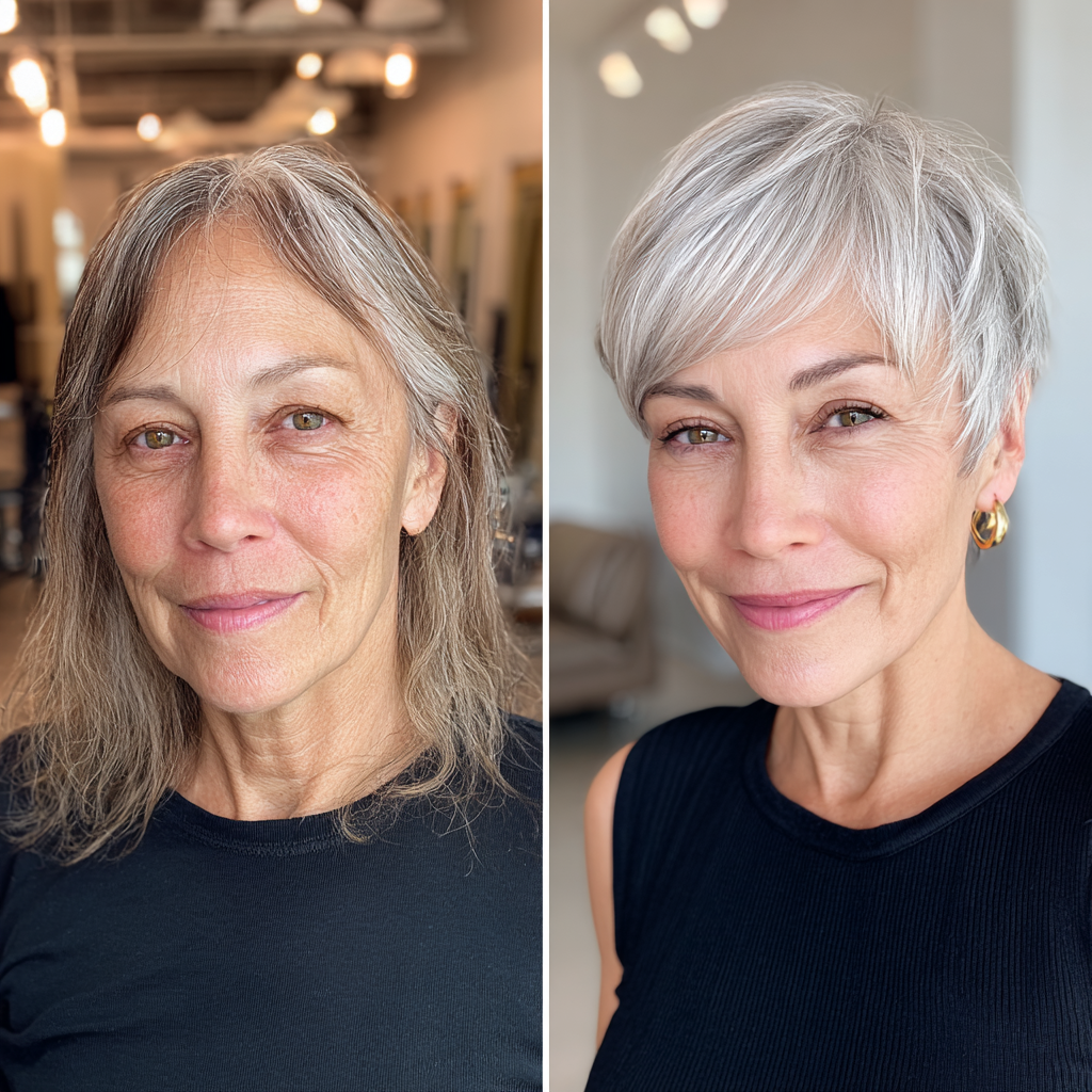 Chic Silver Textured Pixie with Soft Layers