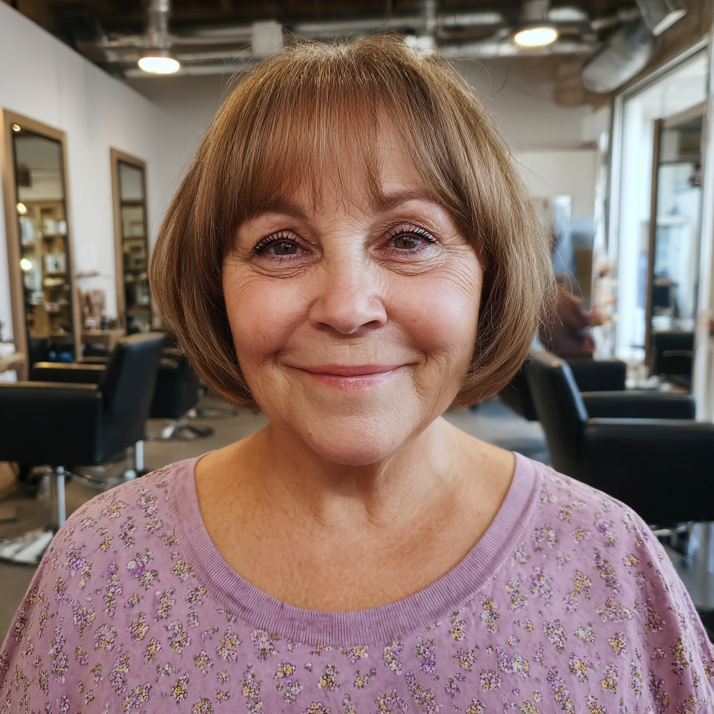 Chic Soft Rounded Bob with Subtle Bangs