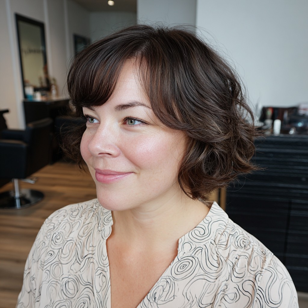 Chic Textured Bob with Face-Framing Curls