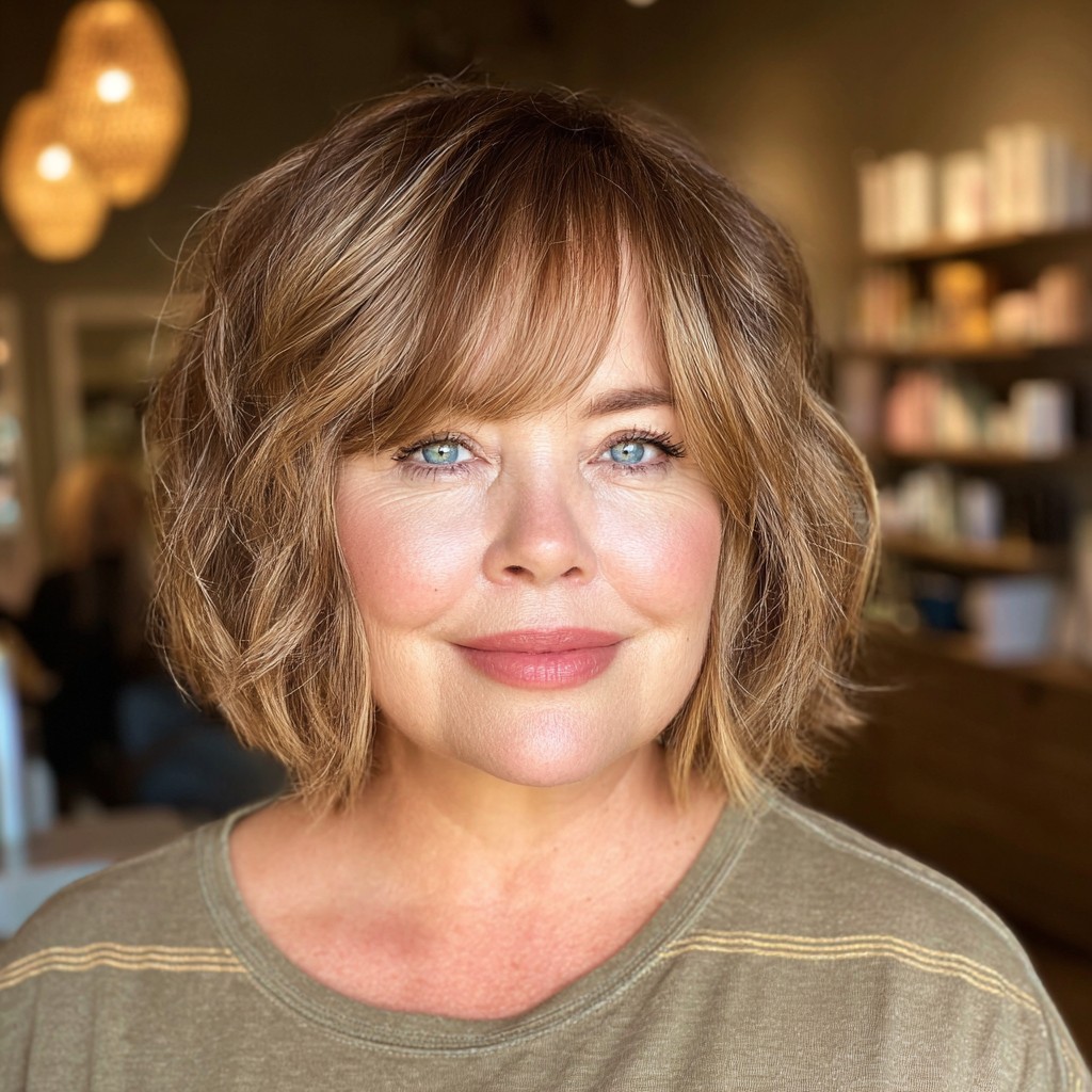Chic Textured Bob with Soft Face-Framing Bangs