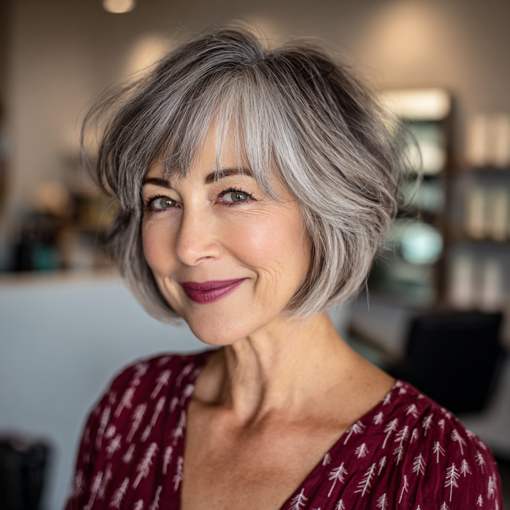Chic Textured Bob with Subtle Bangs