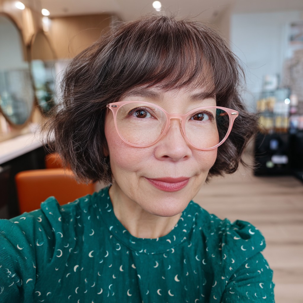 Chic Textured Curly Bob with Soft Bangs