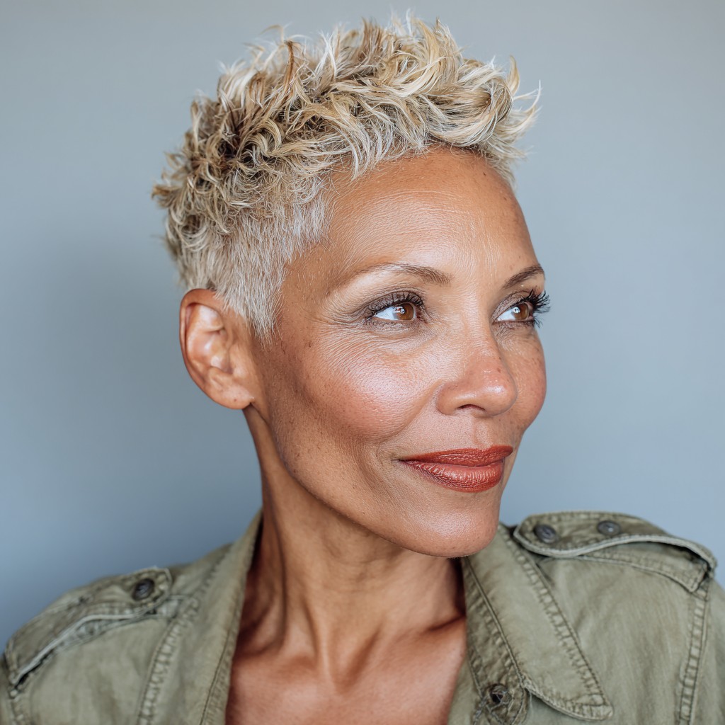 chic textured pixie cut with soft curls