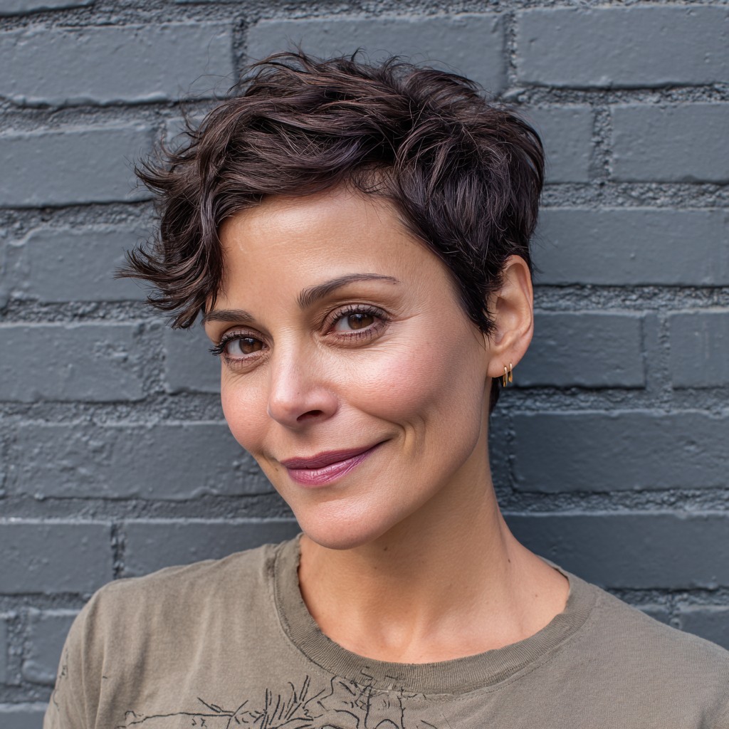 Chic Textured Pixie Cut with Soft Waves