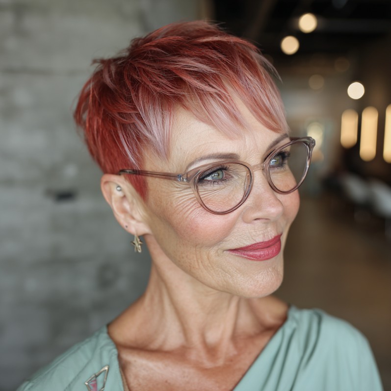 Chic Textured Red Pixie with Soft Layers