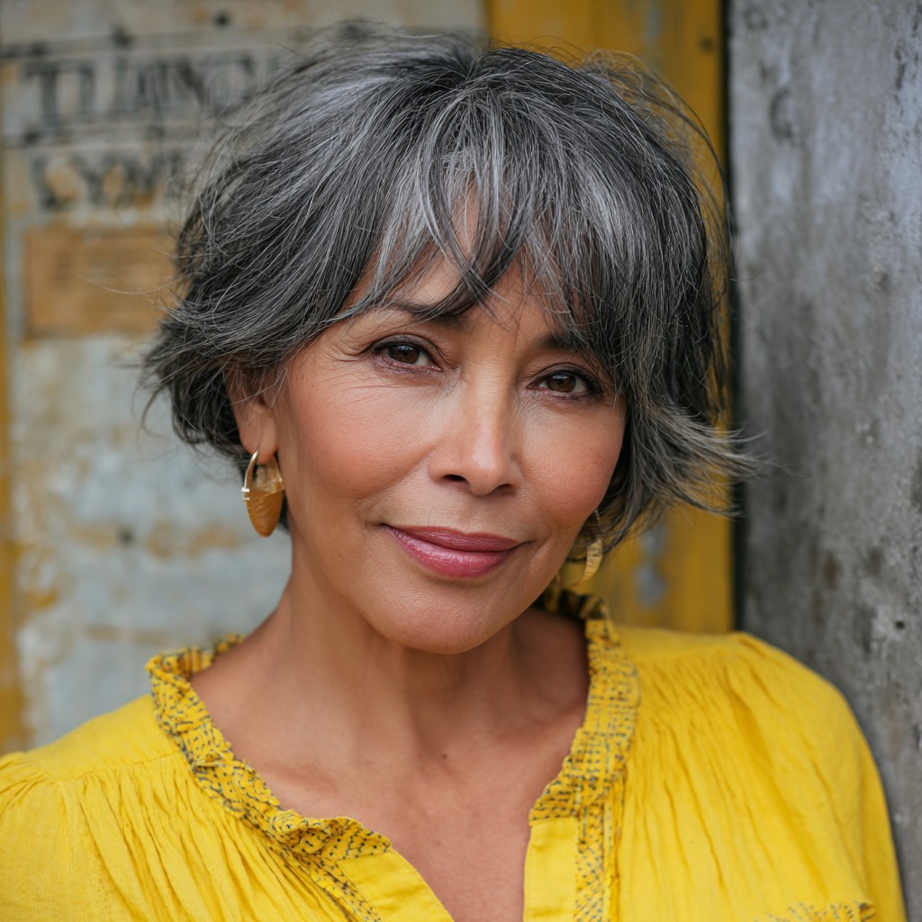 Chic Textured Short Cut with Wispy Bangs